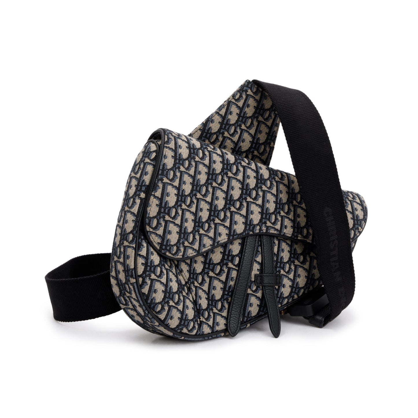 Christian Dior Beige & Black Oblique Mens Saddle Bag