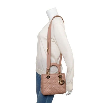 Christian Dior Beige Cannage Lambskin Leather Small Lady Dior My Abcdior Bag