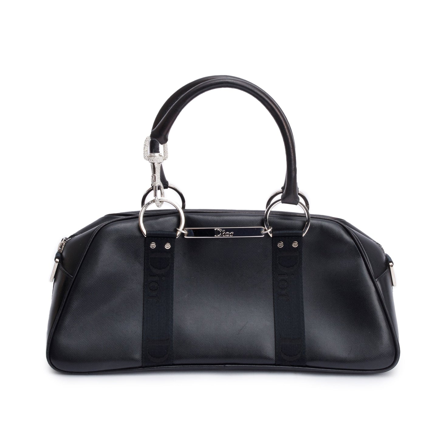 Christian Dior Black Leather Crystal Embellished Hardcore Bowling Bag