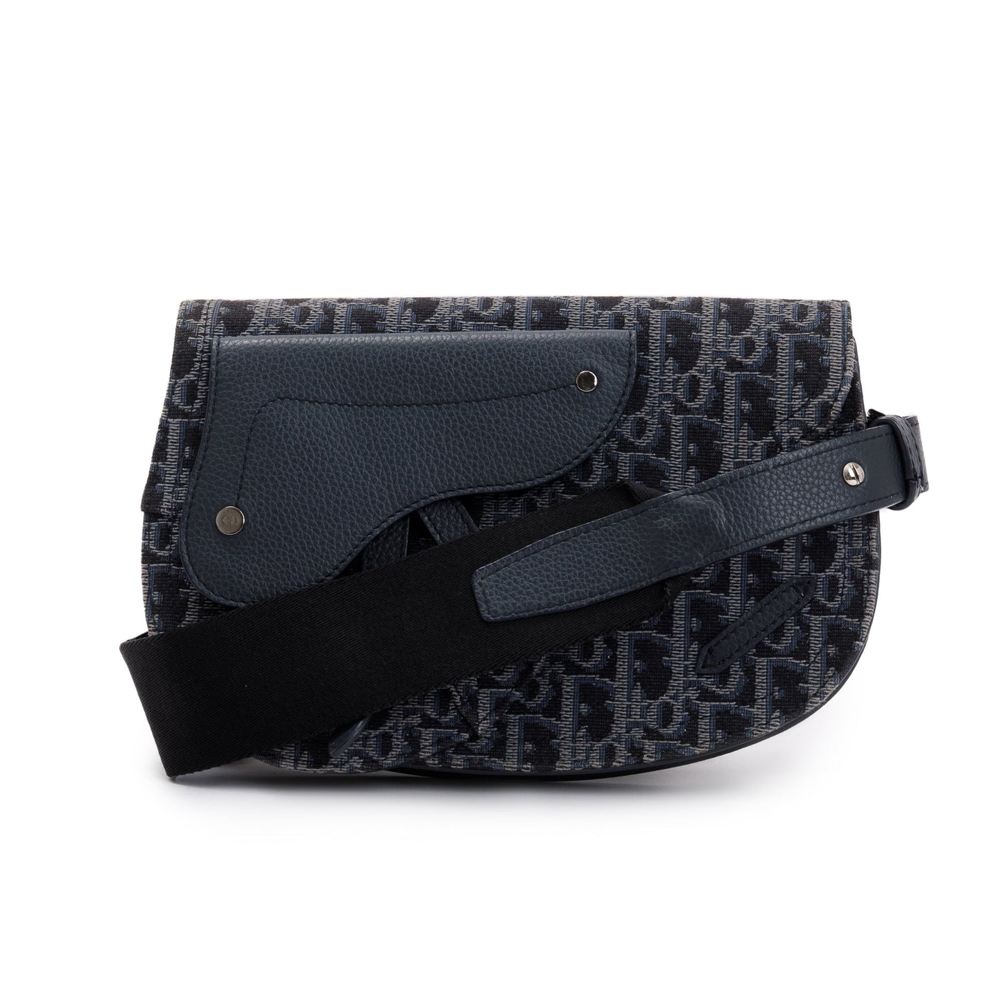 Christian Dior Black Oblique Jacquard Saddle Pouch