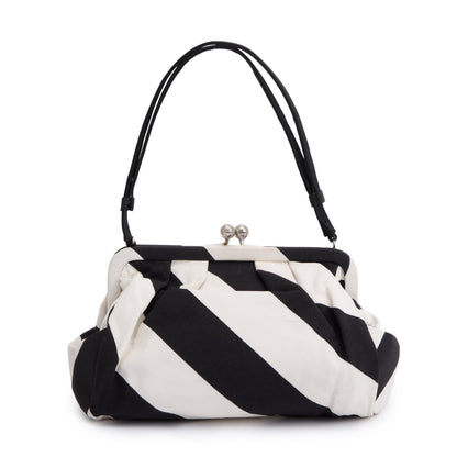 Christian Dior Black & White Canvas Frame Clutch Bag