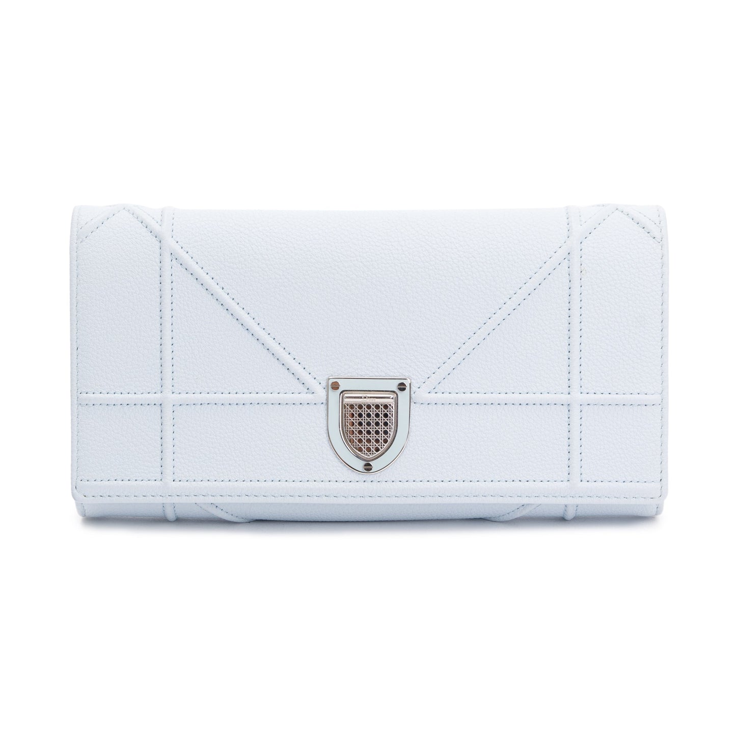 Christian Dior Blue Calfskin Leather Diorama Wallet on Chain