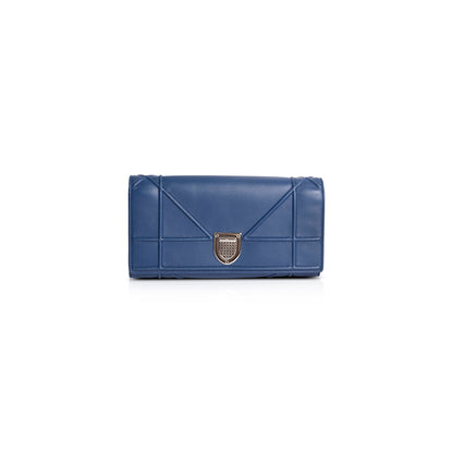 Christian Dior Blue Diorama Wallet on Chain