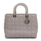 Christian Dior Grey Cannage Lambskin Leather Large Lady Dior Bag