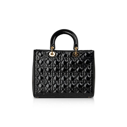 Christian Dior Large Patent Leather Lady Dior Bag