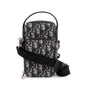Christian Dior Men 2022 Beige & Black Oblique Jacquard Micro Rider Crossbody Pouch