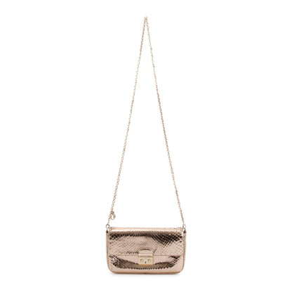 Christian Dior Metallic Gold Python Miss Dior Promenade Wallet on Chain