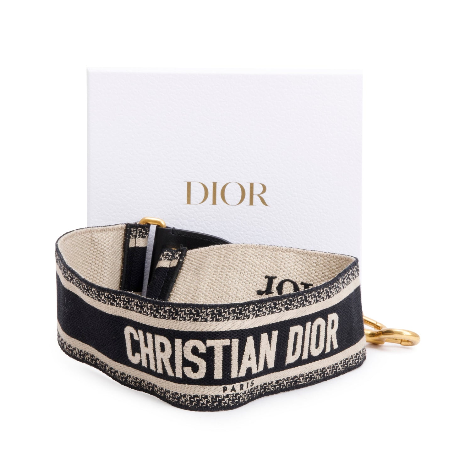 Christian Dior Navy/Beige Embroidered Woven Shoulder Strap