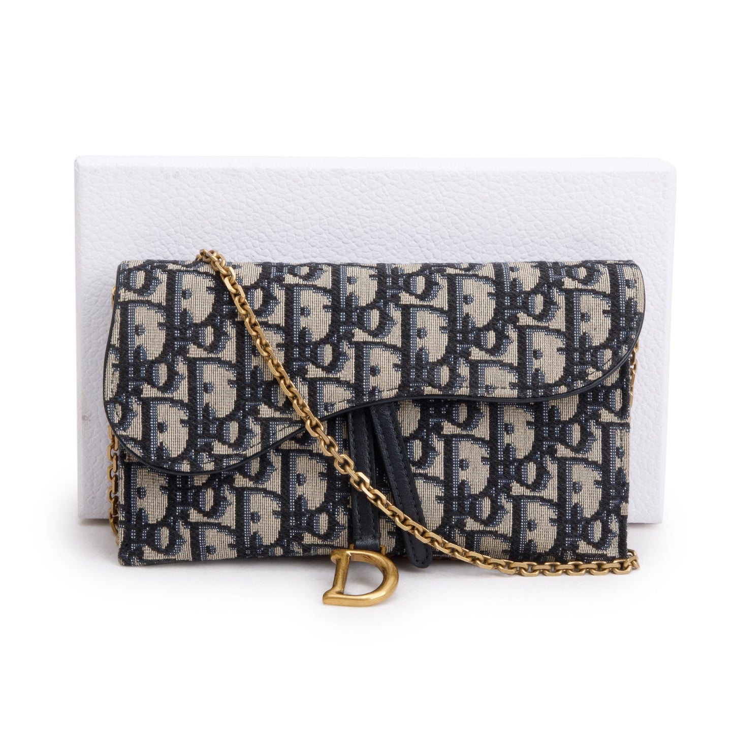Christian Dior Oblique Long Saddle Wallet on Chain