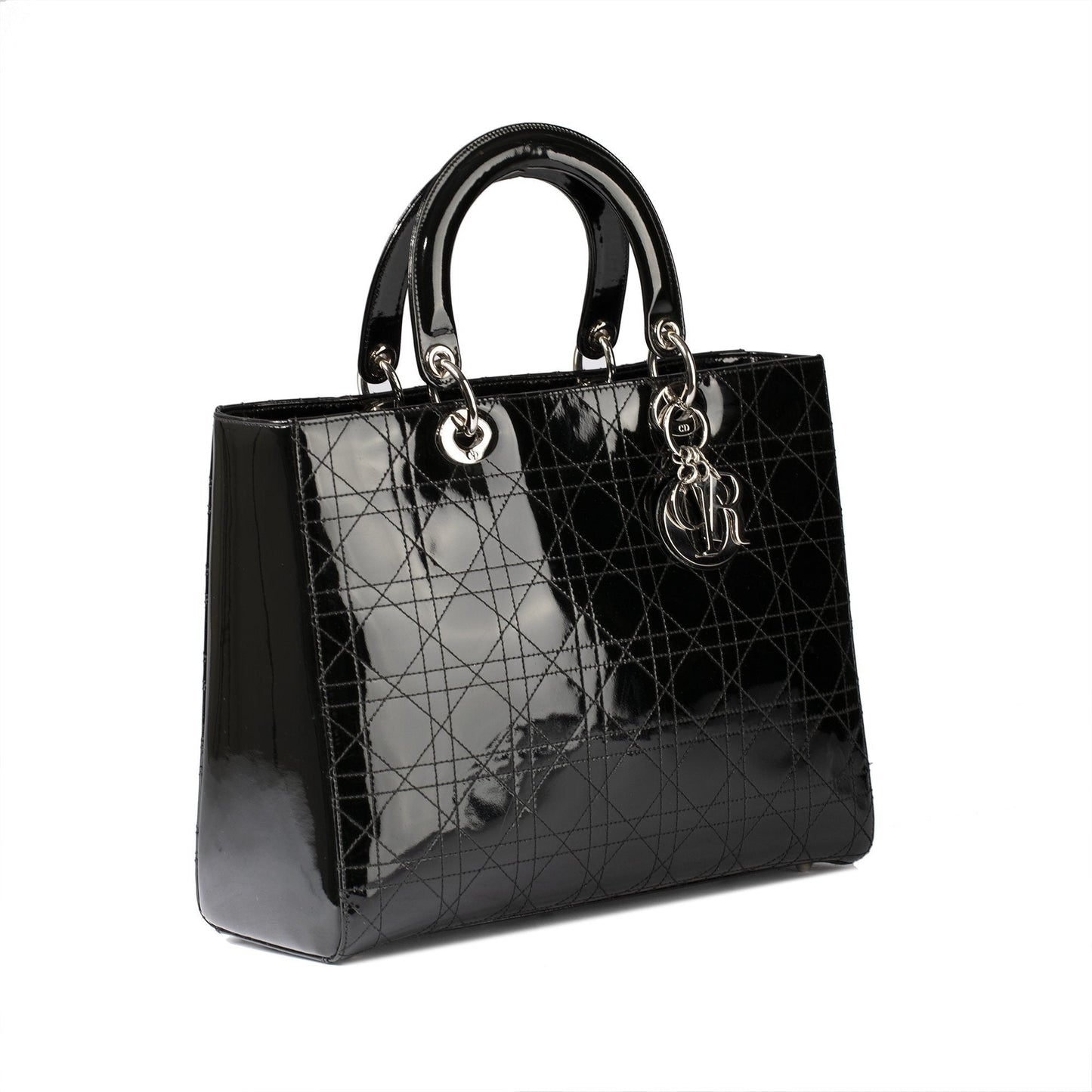 Christian Dior Patent Large Lady Dior Bag