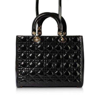 Christian Dior Patent Large Lady Dior Bag