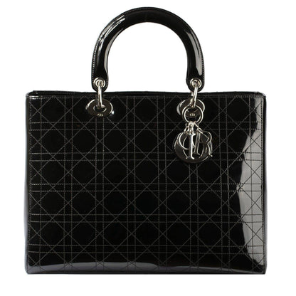 Christian Dior Patent Large Lady Dior Bag