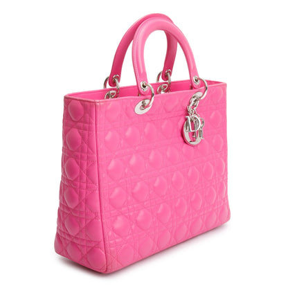 Christian Dior Pink Cannage Leather Large Lady Dior Bag