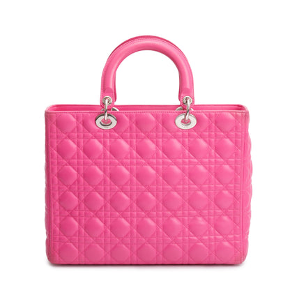 Christian Dior Pink Cannage Leather Large Lady Dior Bag