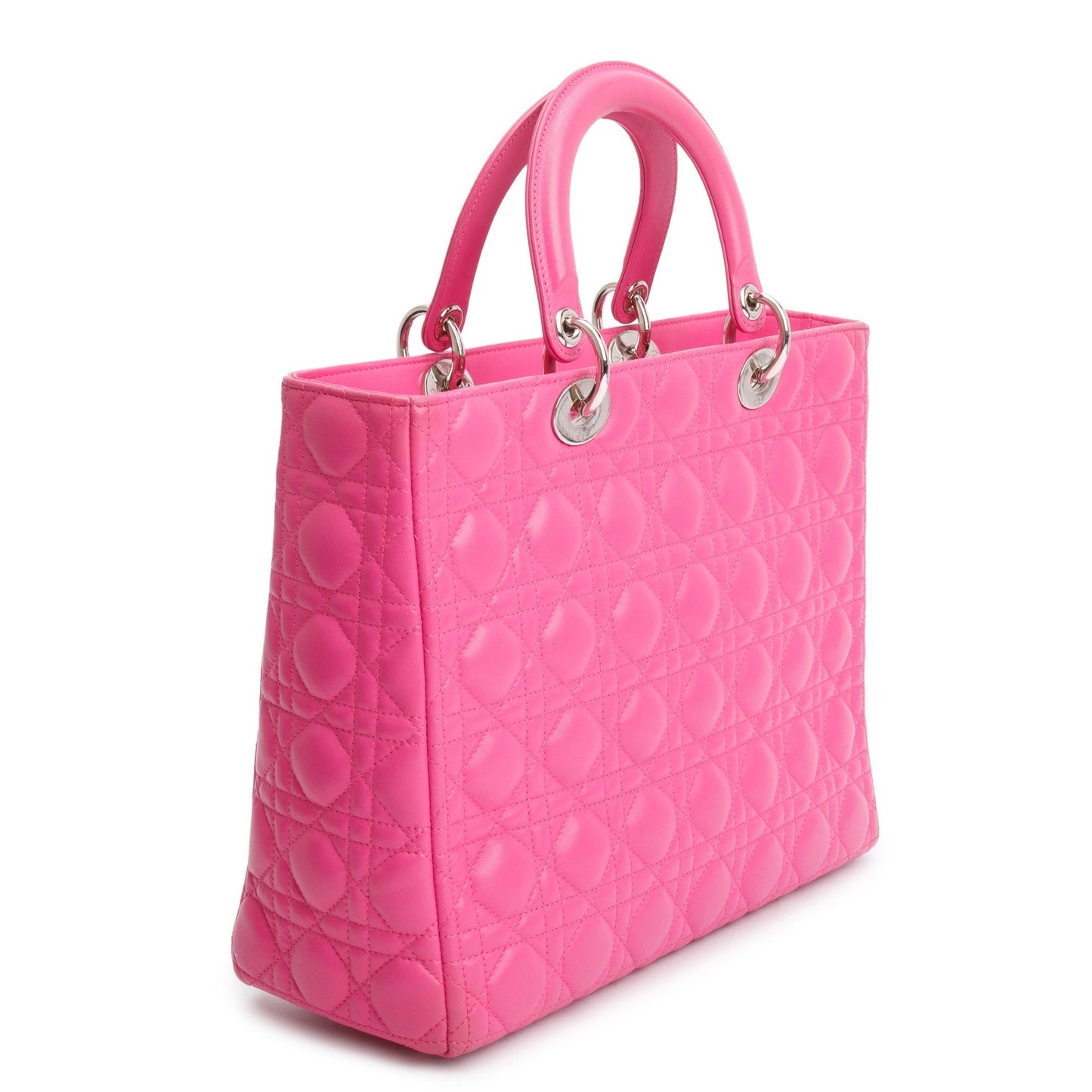 Christian Dior Pink Cannage Leather Large Lady Dior Bag