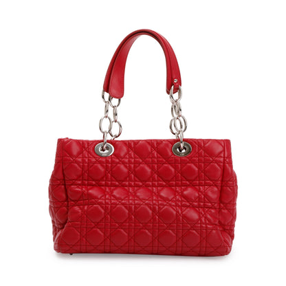 Christian Dior Red Cannage Calfskin Leather Medium Lady Dior Soft Shopping Tote