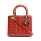 Christian Dior Red Cannage Patent Leather Small Lady Dior Bag