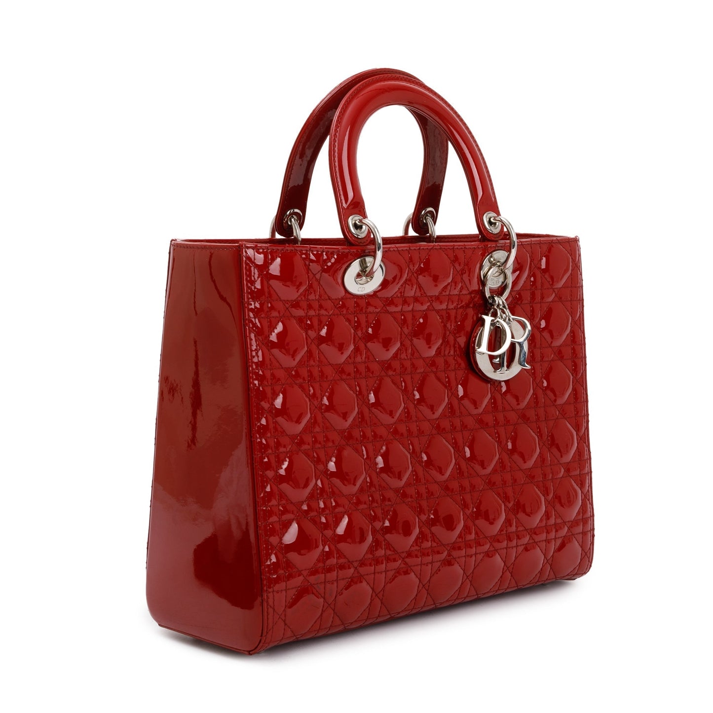 Christian Dior Red Patent Leather Large Lady Dior Bag