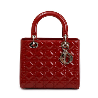 Christian Dior Red Patent Leather Medium Lady Dior Bag