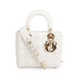 Christian Dior White Cannage Leather Small Lady Dior Bag
