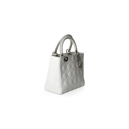Christian Dior White Medium Lady Dior Bag