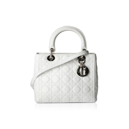 Christian Dior White Medium Lady Dior Bag