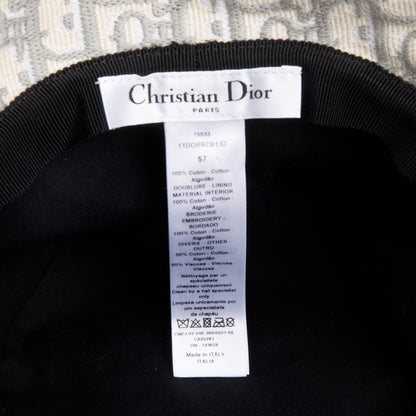 Christian Dior White/Gray Embroidery Oblique Small Brim Bucket Hat
