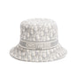 Christian Dior White/Gray Embroidery Oblique Small Brim Bucket Hat