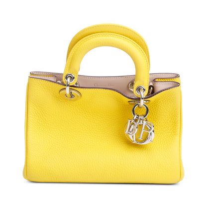 Christian Dior Yellow Calfskin Leather Mini Diorissimo Tote