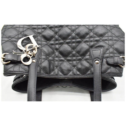 CHRISTIAN DIOR Panarea Quilted Cannage Rosato Canvas Tote Bag Black