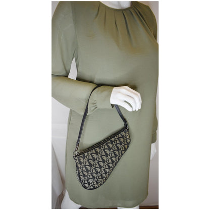 CHRISTIAN DIOR Mini Saddle Monogram Pochette Shoulder Bag Black