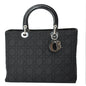 CHRISTIAN DIOR Lady Dior Nylon Cannage Canvas Tote Bag Black