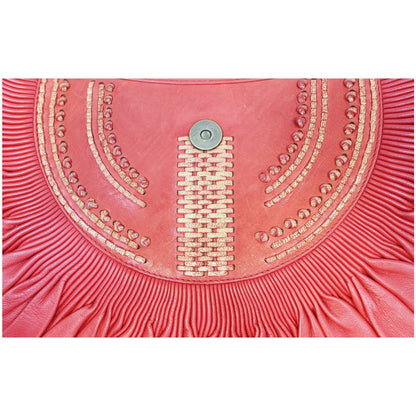 CHRISTIAN DIOR Plisse Pleated Leather Hobo Bag Red - 20% OFF