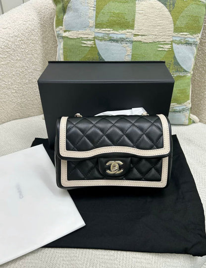 Chanel 23B Black White Mini Flap Bag