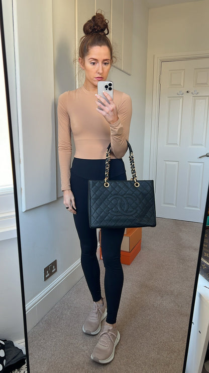 Chanel Caviar Black Gold Luxury Tote