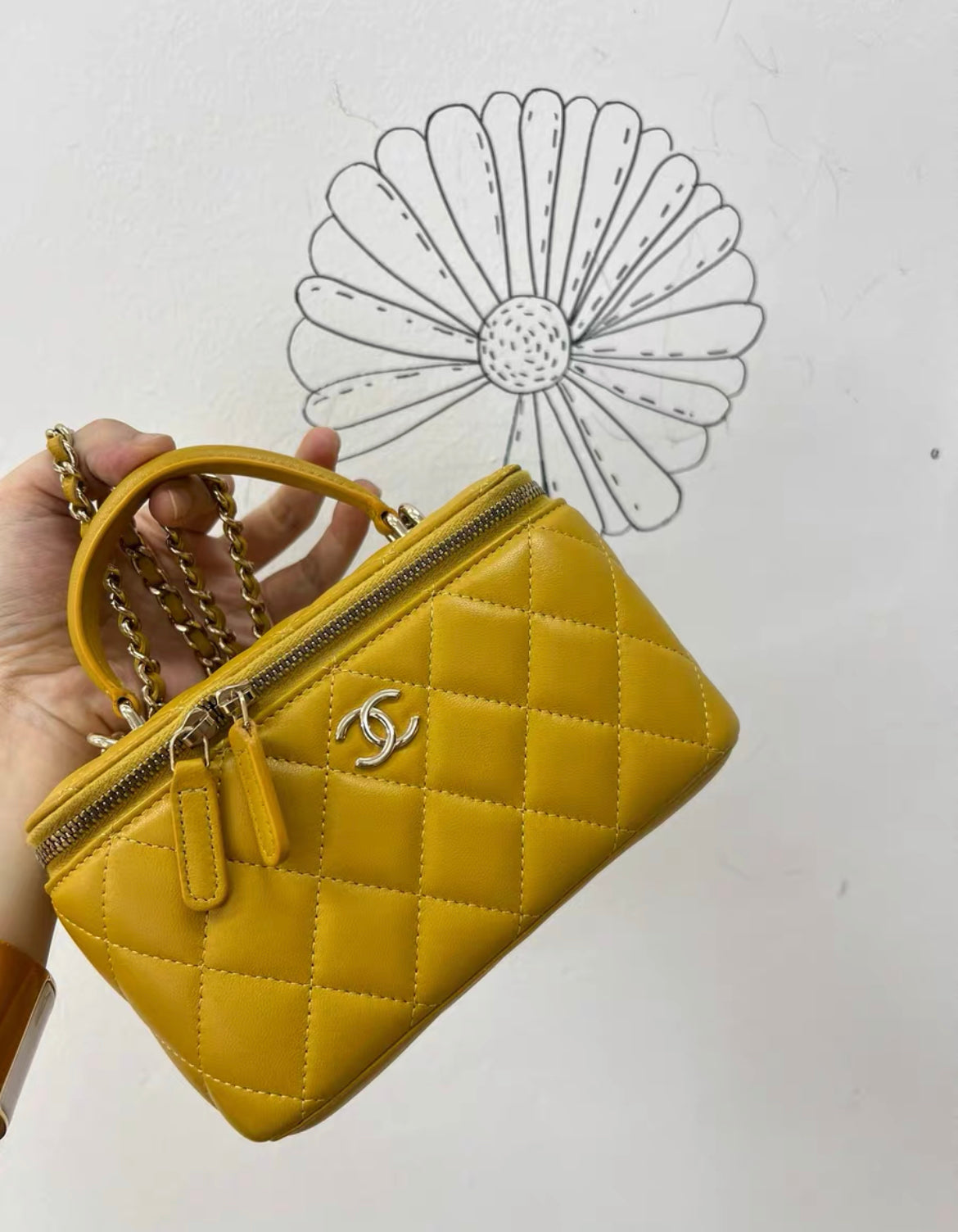Chanel Vanity Lambskin Gold Shoulder Bag
