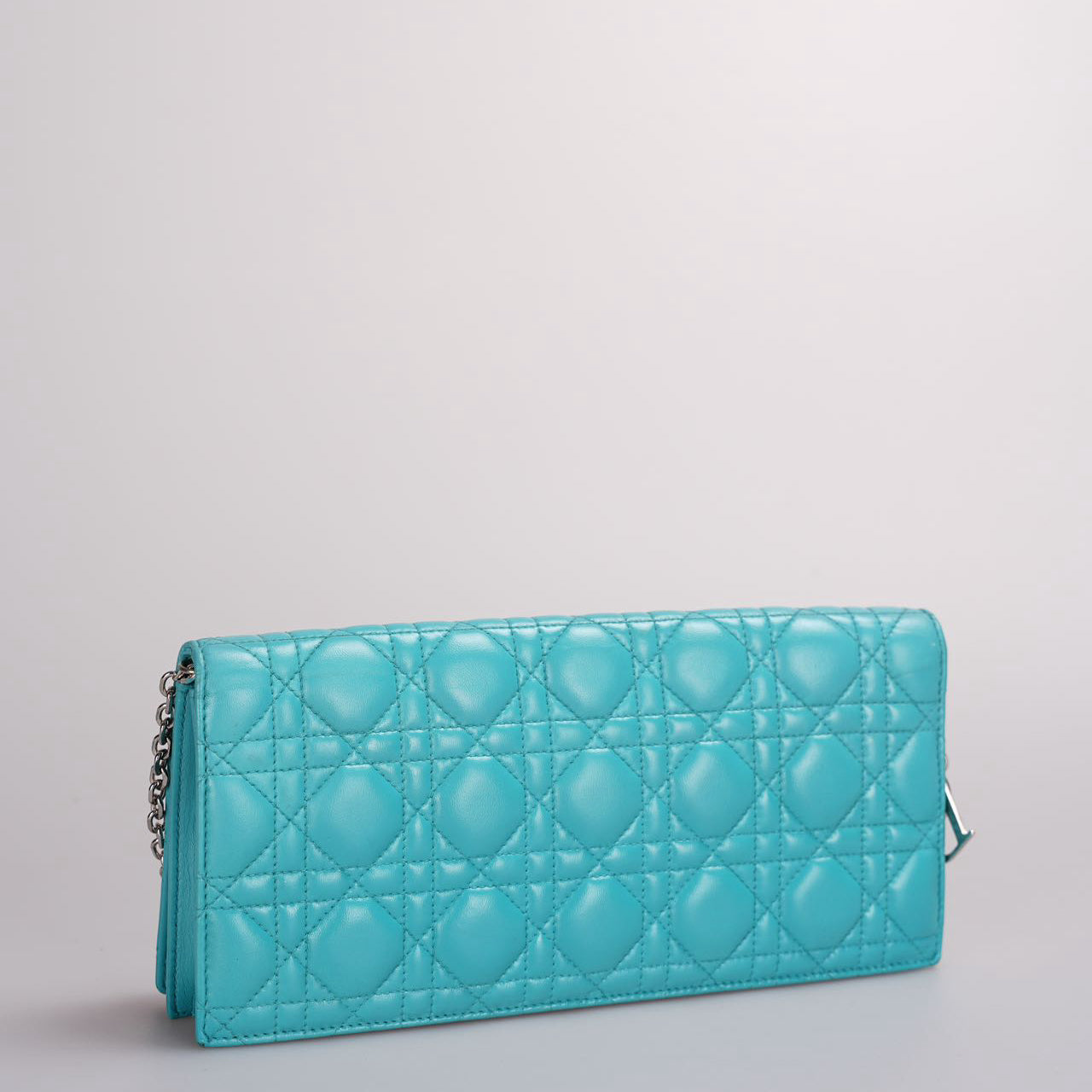 Dior Aqua Green Cannage Leather Lady Dior Chain Clutch Bag