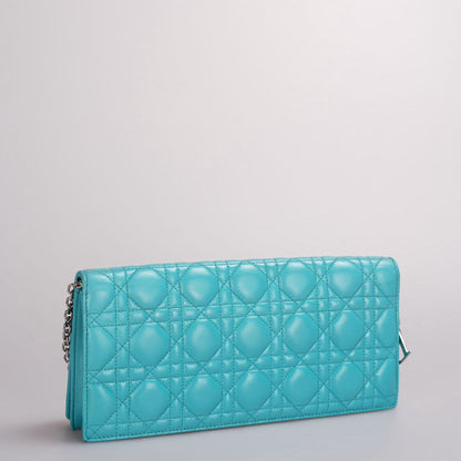 Dior Aqua Green Cannage Leather Lady Dior Chain Clutch Bag