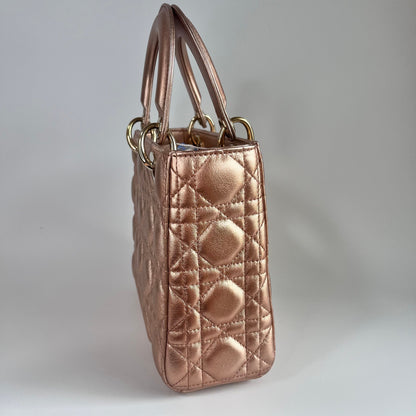 Lady Dior ABCdior Small Pink Irediscent and Metallic Cannage Lambskin Handbag
