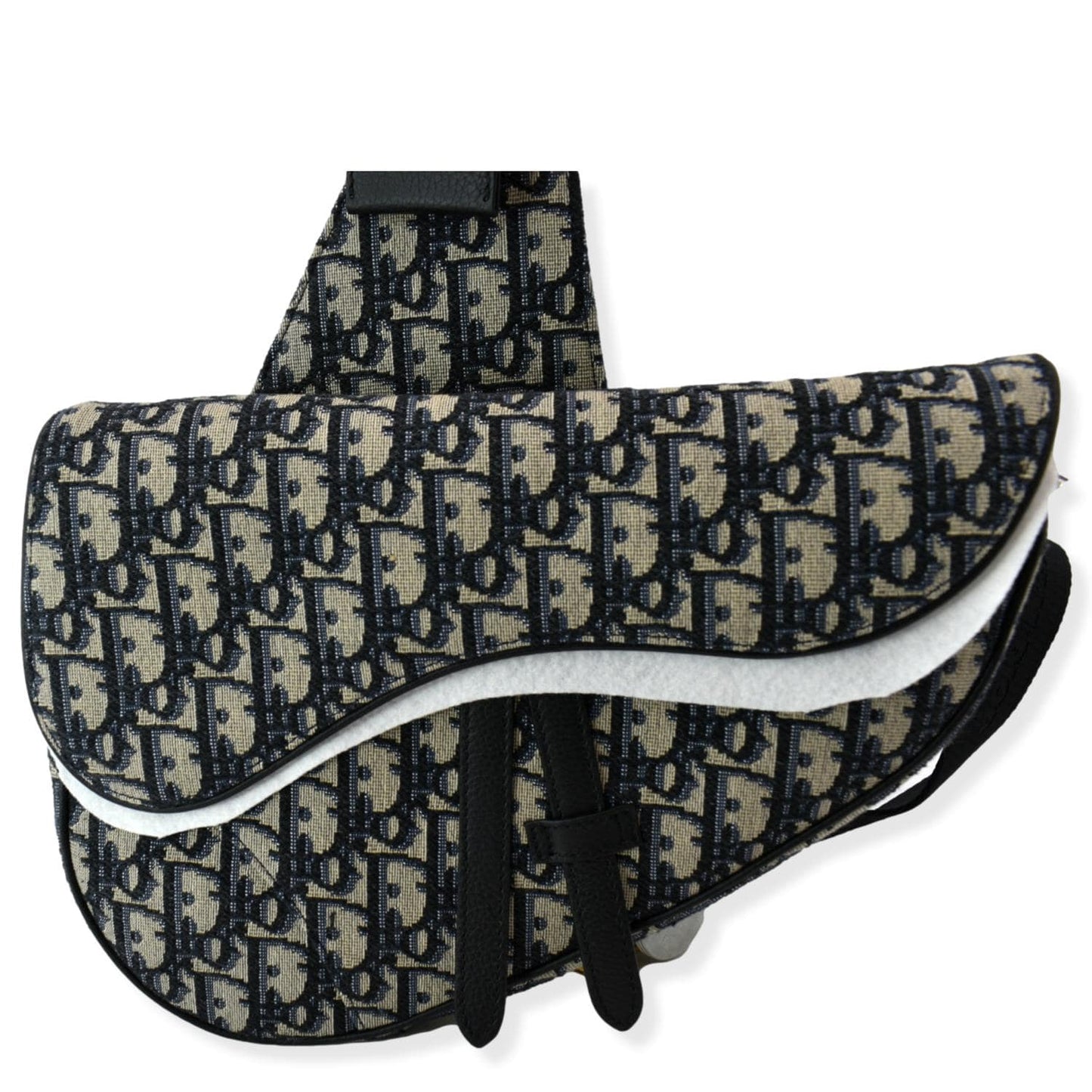 Christian Dior Saddle Oblique Jacquard Crossbody Bag Navy Grey