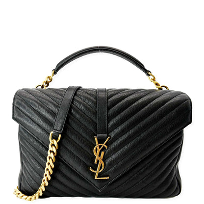 Saint Laurent College Leather Black Shoulder Bag Leather