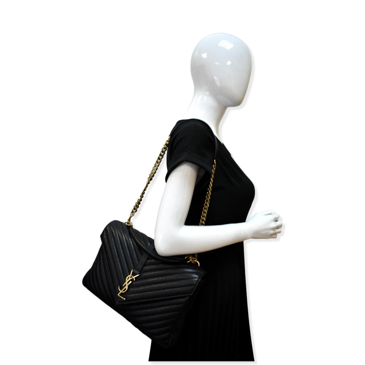 Saint Laurent College Leather Black Shoulder Bag Leather