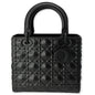 CHRISTIAN DIOR Medium Black Lady Dior Cannage Calfskin Shoulder Bag Black