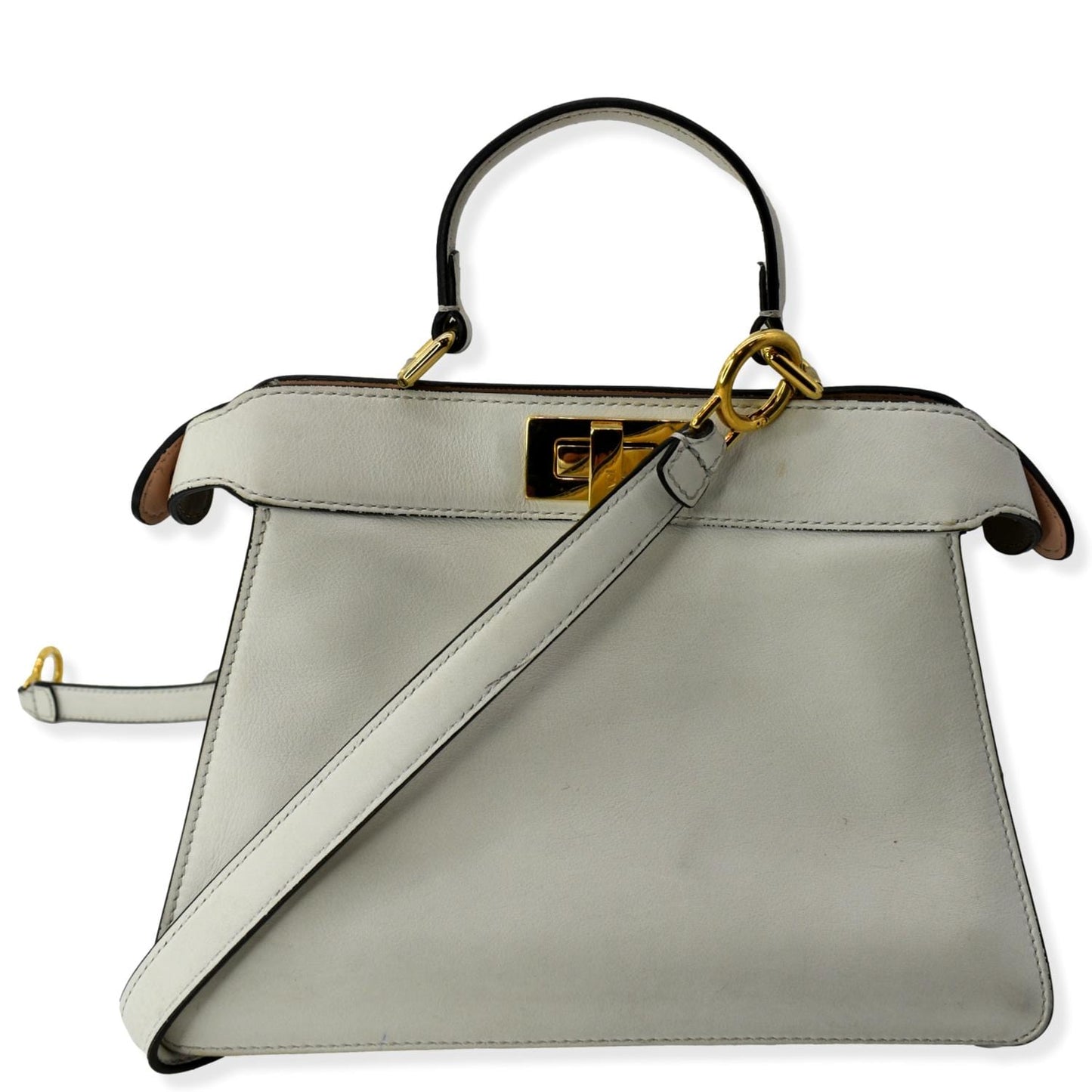 Fendi Peekaboo Leather White Tote Bag Leather