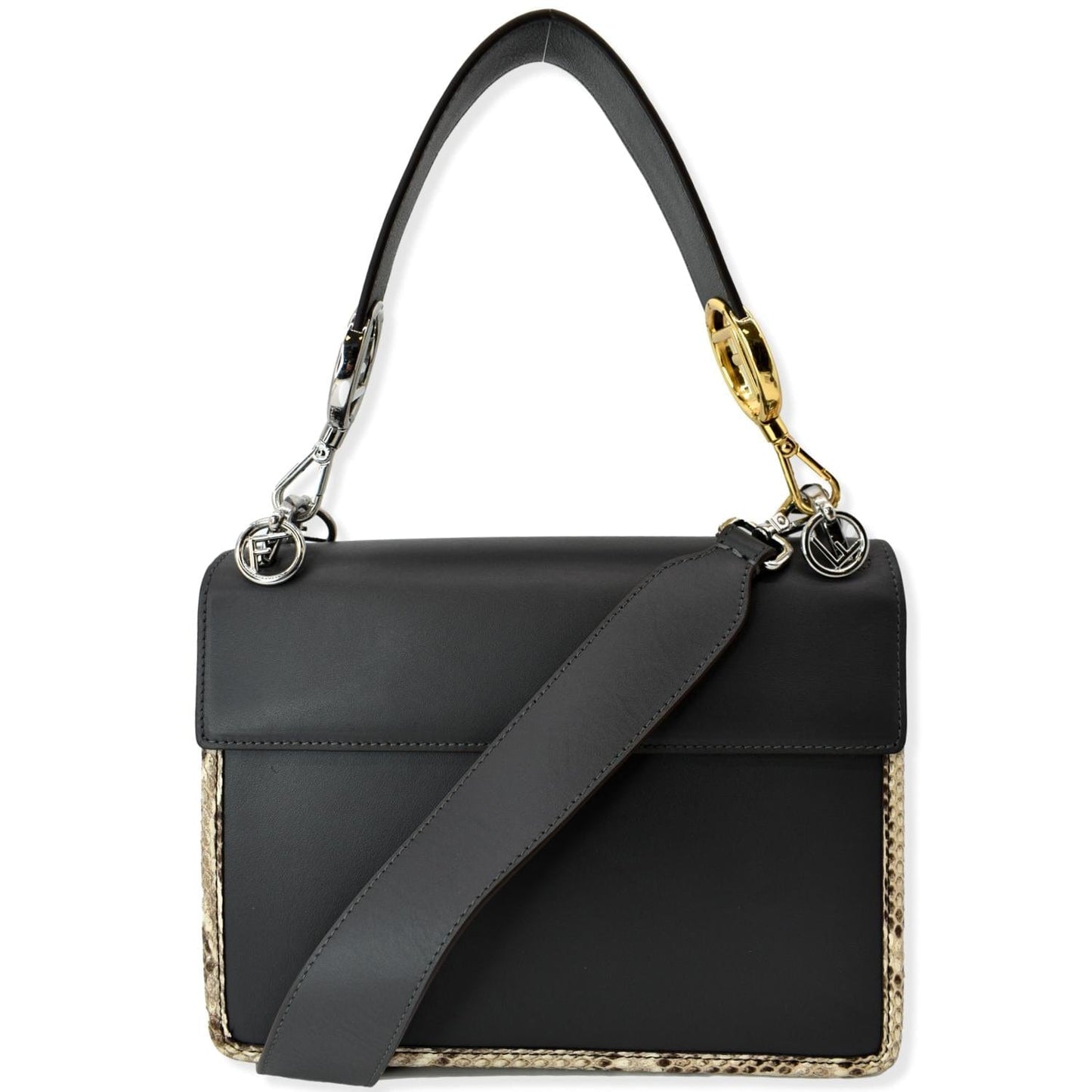 Fendi Kan I Leather Black Shoulder Bag Leather
