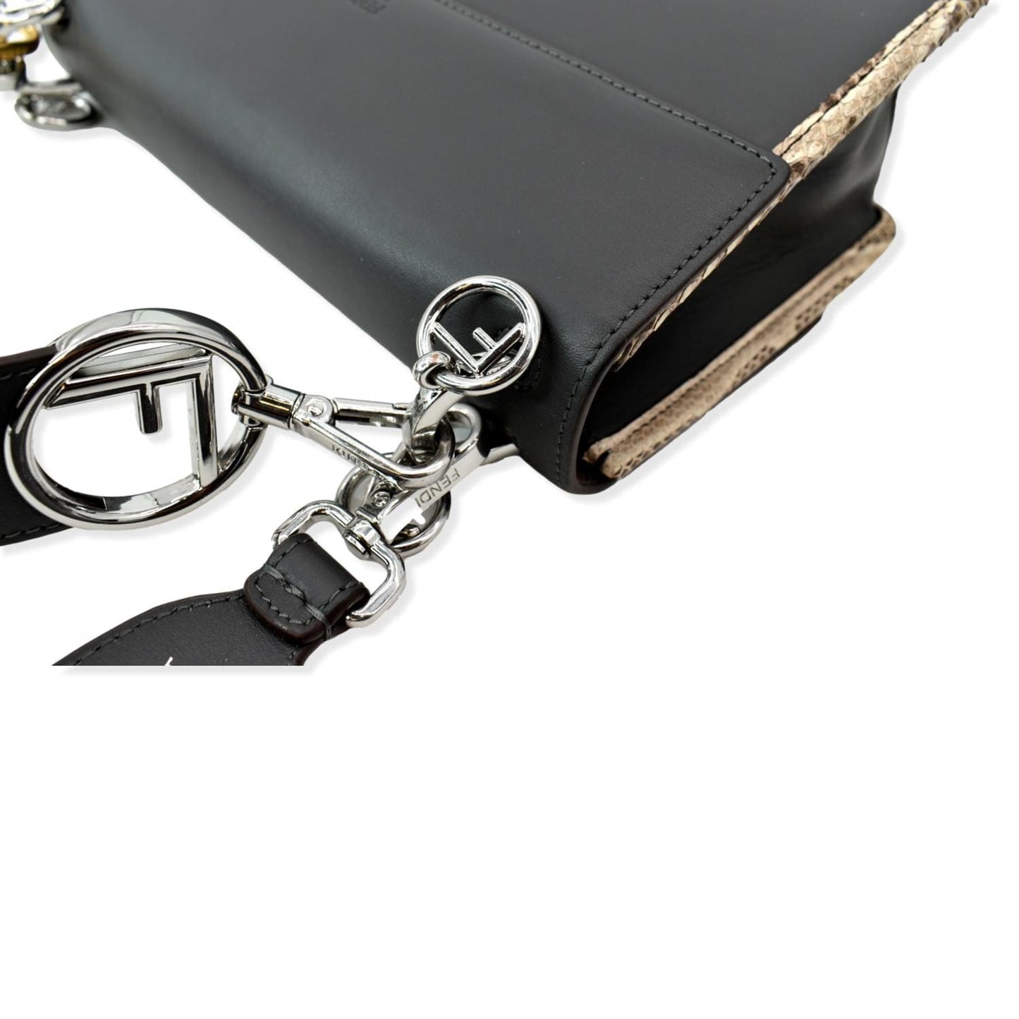 Fendi Kan I Leather Black Shoulder Bag Leather