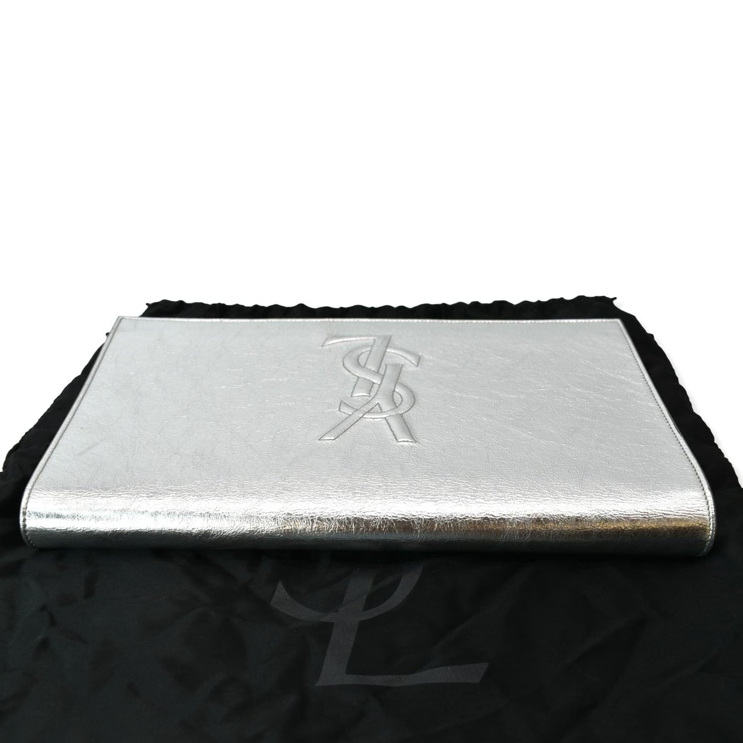 Saint Laurent Leather Silver Clutch