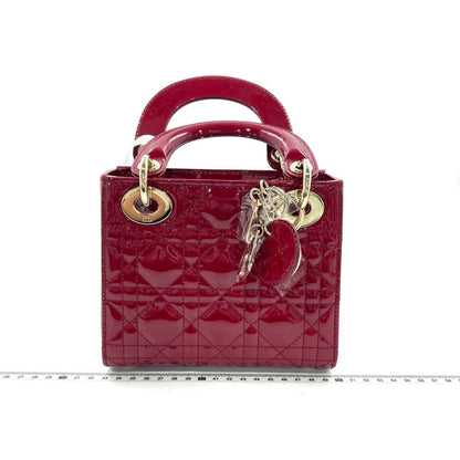 Lady Dior Mini Handbag Burgundy Red Patent Leather Gold-tone Chain Strap 2020 Suede Interior