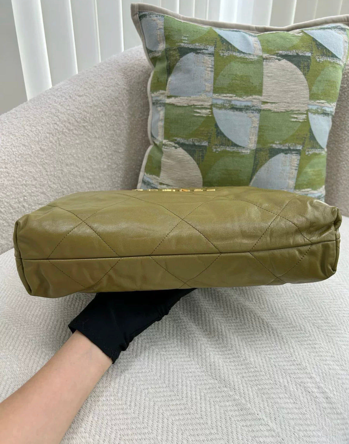 Chanel 22Bag In Olive Khaki Color Medium Size