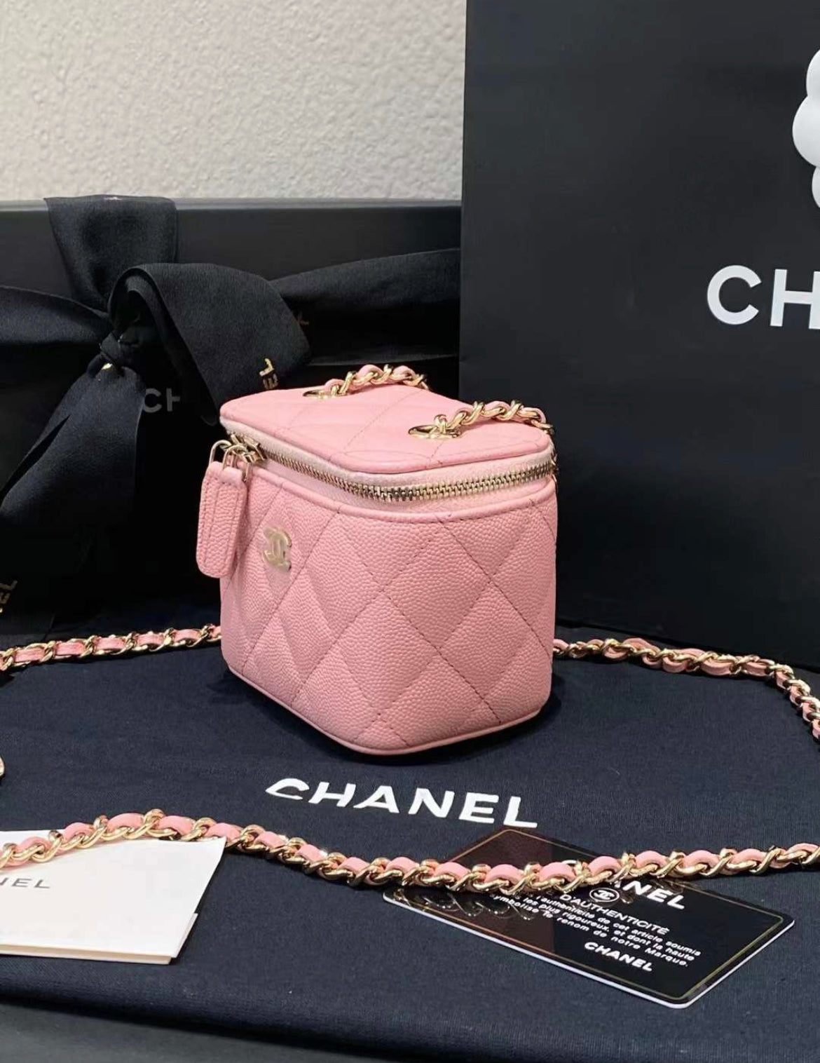Chanel Vanity Caviar Gold Clutch